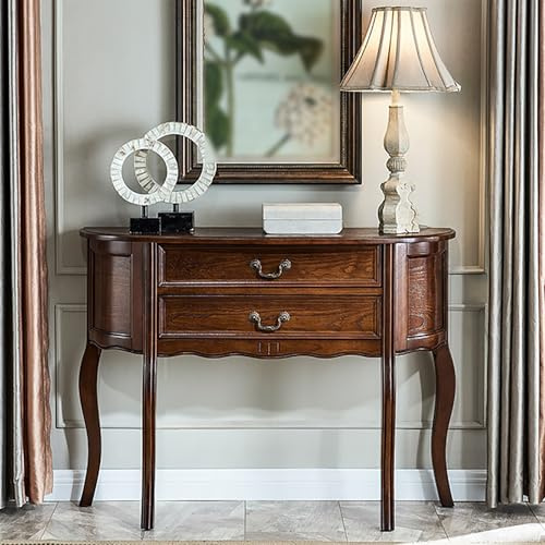 MXAXHH Consolle Ingresso Forma di Mezzaluna, Consolle Dietro Divano in Legno, Doppi Cassetti, Adatto per Ingressi, Soggiorni e Corridoi(Brown,100x36x88cm/39x14x34.6in)