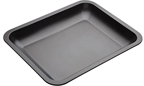 MasterClass Roasting Tin with PTFE, PFOA and BPA Free Non Stick, Robust 1 mm Thick Carbon Steel Sloped Open Roaster Tray , Grey