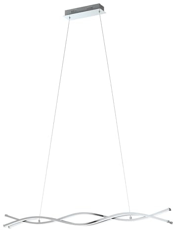 EGLO LED Pendellampe Lasana 2, 3 flammige Pendelleuchte | Hängeleuchte aus Alu, Stahl, Kunststoff, Farbe: Chrom, weiß, L: 100 cm