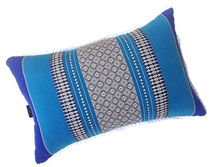 Collumino Traditional Thai Kapok Yoga and Meditation Support Pillow Large Rectangle size 45 x 28cm (Light Blue, Dark Blue)