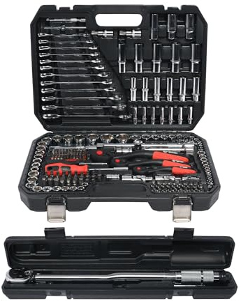 ParkerBrand.com 215 Piece Professional Socket Set & Ratchet Spanners + Torque Wrench