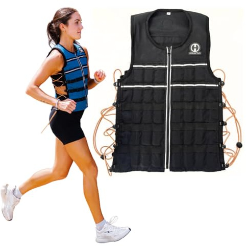 HYPERWEAR Hyper Vest Elite, Gilet ponderato, regolabile, in cordura elasticizzata, con cerniera, in acciaio sottile, per corsa, resistenza, camminata, L, 4,5 kg