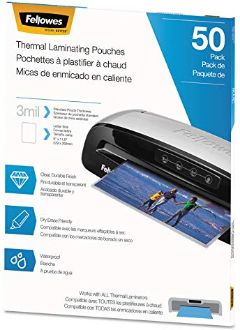 Fellowes 5744301 Thermal Laminating Pouches - Letter, 3Mil, 50 Pack