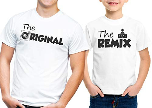 iMage T-Shirt The Original The Remix Vinile 45 Giri vs Dj Festa del papà Coppia-Eventi Uomo S-Bambino 5-6 Anni Bianche