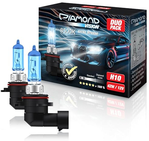 Diamond Vision 2x H10 12V 42W | Xenon Look | Halogen KFZ Autolampen | zweimal so langlebig | Nightbreaker | E-Prüfzeichen | PY20D