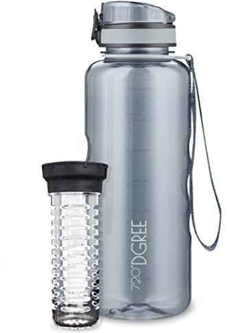 720°DGREE Trinkflasche “uberBottle“ 350ml, 500ml, 650ml, 1l, 1,5 Liter softTouch +Früchtebehälter - Auslaufsicher, BPA-Frei - Wasserflasche für Kinder, Schule, Sport, Fahrrad, Gym, Outdoor