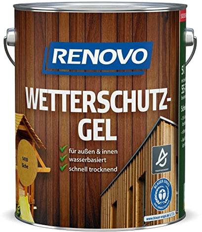 Renovo 5Ltr, Wetterschutz-Gel 1410 Eiche, wasserbasiert, für außen und innen