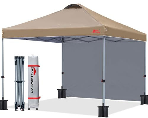 MASTERCANOPY Pop-up-Pavillon mit Entlüftung & Seitenwand | Schnellaufbau, 3-Fach höhenverstellbar, UPF50+, wasserabweisend, inkl. Tragetasche, für Camping, Events, Garten, Markt