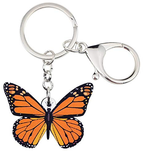 DOWAY Acrylique Coloré Morpho Floral Papillon Porte-Clés Breloque Insecte Porte-Clés Pour Femme Fille Sacs À Main Porte-Monnaie Ceinture Décorative