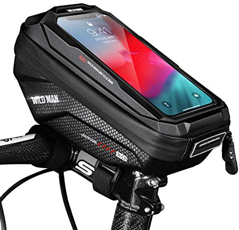Fahrrad-Lenkertasche, wasserdichte Fahrrad-Rahmen-Oberrohr-Tasche, Fahrrad-Lenkertaschen, Fahrrad-Handyhalterung, Fahrradhalterung mit Touchscreen für iPhone 13 12 11 Pro Max Smartphones bis 6,7 Zoll