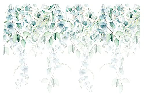 WallArena Carta Da Parati Fotografica Foglie Acquerello Verde - Include Colla - Moderna Design Carta per Pareti Soggiorno Camera Da Letto Sala Fotomurali In Tessuto Non Tessuto TNT (208x146 cm)