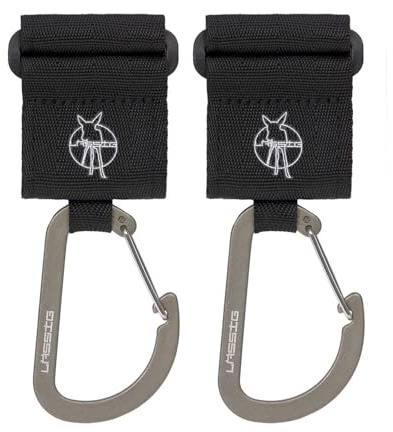 LÄSSIG Accesorio para cochecito (2 pcs.) Gancho de velcro Carabiner Gancho para cochecito Gancho para compras Metal/Stroller Hooks with Carabiner black