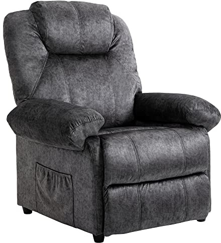 HOMCOM Sillón Relax Reclinable Manual 135º Reposabrazos Reposapié Negro