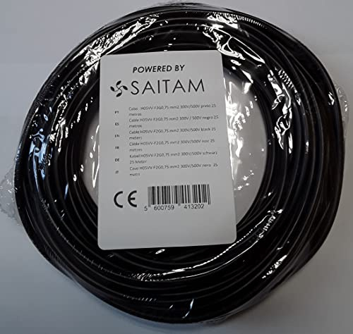 Câble H05VV-F Tuyau 2 G0,75 mm 25 m (Noir), Câble Electrique, Fil Électrique
