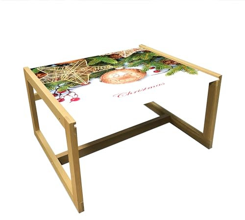 ABAKUHAUS Weihnachten Couchtisch, Holly Beeren Stern, Acrylglas-Mitteltisch mit Holzrahmen für Büros Wohnheime, Mittel Größe, Umber Rubin Smaragd