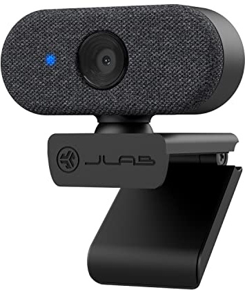 JLab Go Cam USB HD Webcam, Black, 1080P/30 FPS, 2.1 Megapixels, Minimalist Portable Set-up, Omni-Directional Microphone, Compatible with PC, Mac and Chromebook
