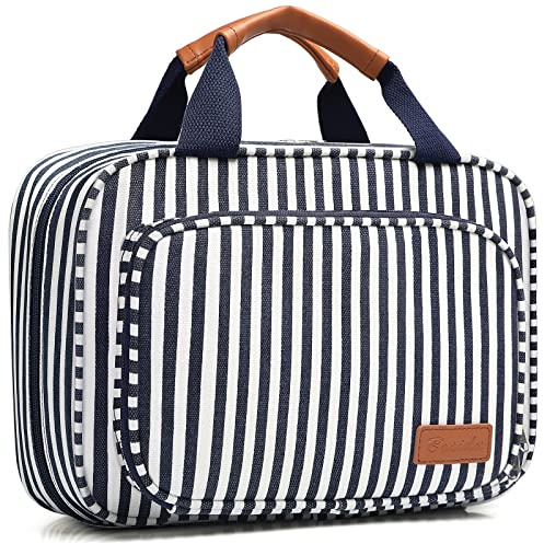 Kulturbeutel zum Aufhängen Damen Große Kulturtasche für Damen mit 4 Fächern & 1 Hängenden Haken, Waschtasche für Frauen Waschbeutel Blau