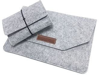 EMFYL 1fortunate phone accessories For 13.3 Inch, Laptop Bag Soft Bussiness Wood Felt Sleeve Bag Case For Laptop 11 12 13 15 (Color : Grey with Sbag, Size : All Laptop 11 inch)