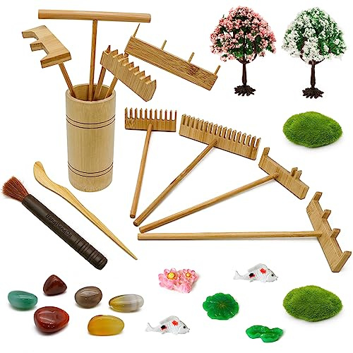 Mini Zen Garden Rake - Sand Zen Garden Tools for Office 26 PCS