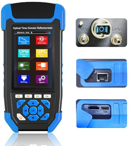 OTDR-Glasfaser-kabel-tester, 9-in-1-MultiFunktion OTDR für FTTx 1310/1550nm, 24/22dB, Bis 60KM, Optisches Zeitdomänenreflektometer mit VFL, OPM, OLS
