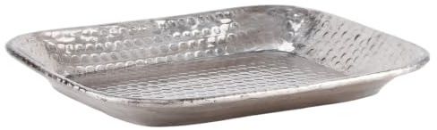 MARRAKESCH - Vassoio da portata rettangolare in alluminio, 21 cm, colore: Argento