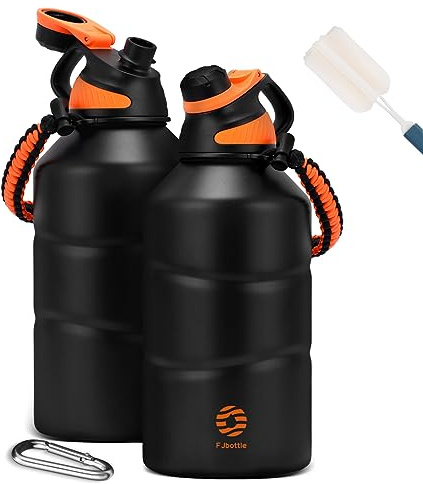 Fjbottle Edelstahl Trinkflasche 1900ML mit Magnetischem Deckel, BPA FREI auslaufsichere Doppelwandig Termo Metall Flasche - Kohlensäure geeignet Sport Wasserflasche für Uni, Fitness, Camping, Outdoor