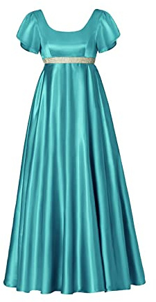 kinstell Robe Regency pour femme années 1800 en satin vintage avec ceinture