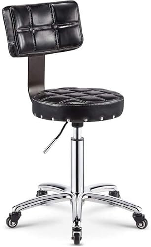 SOVORM Rollhocker Hocker auf Rollen Kleiner Bürohocker auf Rollen, Friseurhocker mit Sitz aus braunem PU-Kunstleder, höhenverstellbar 48–60 cm, Tragkraft 160 kg, Kleiner Hocker g (Stil The New