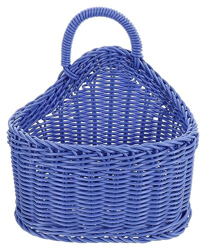 KOMBIUDA Kunststoff-rattan Geflochtener Wandkorb Zum Aufhängen Kleiner Gewebter Korb Für Utensilien Löffelhalter Aufbewahrungskorb Für Küche Und Haushalt