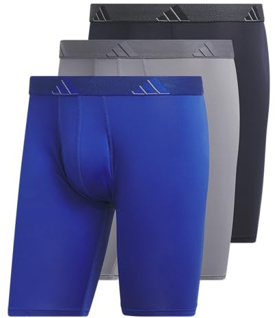adidas Men's Microfiber Long Boxer Brief Underwear 3-Pack