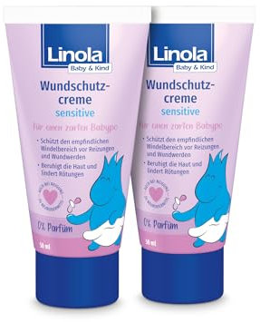Linola Baby & Kind Wundschutz-Creme sensitive - 2x50 ml - Für den Windelbereich | Schützt zarte Babyhaut vor Reizungen und wunder Haut