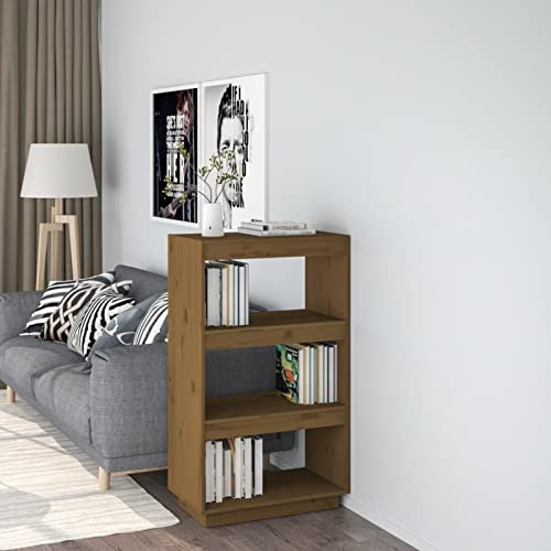 ARKEM Bücherregal/Raumteiler Honigbraun 60x35x103cm Massivholz Kiefer Raumteiler Regal Schrank BüCherregal Storage Shelves Regal Raumteiler