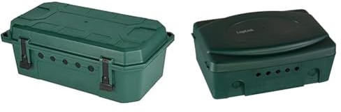 Electraline 300180 wasserdichte Schutzbox & LogiLink - wetterfeste Elektronik Box für den Aussenbereich (Outdoor) in grün mit Staub und Spritzwasserschutz (IP54), 32x21x11.5cm