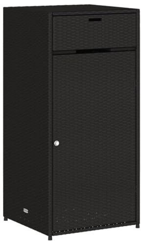 Willood Gartenschrank Schwarz 55x55x111 cm Poly Rattan Geräteschrank mit viel Stauraum, Beistellschrank Schrank mit Türen, Balkonschrank Terrassenschrank