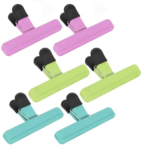 Pince Sachet Alimentaire,6 pcs Plastique D'étanchéité de Pinces pour Sac,Snack Sachet Fermeture Sac congélation Clips,pour La Cuisine,Maison, Bureau(3 Couleur)