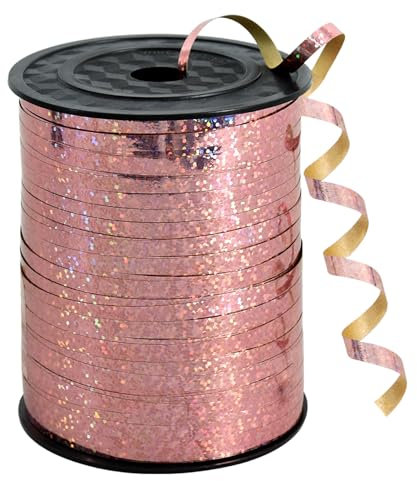 RIBBOOO 450 Meters Geschenkband Laser Roségold 5mm Luftballon Schnur Luftballons Band Geschenkverpackung für Weihnachtsdeko Ballonverschlüsse Geschenkverpackung Hochzeitsdeko (500 Yard Balloon Ribbon