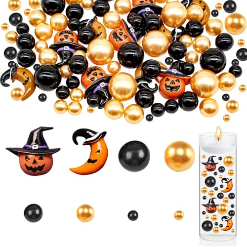 VBNZBK 6080 Stück Halloween-Vasenfüller, Kunstperlen für Vasenfüller, Acrylic Table Decor, Perlen Deko, Perlmutt Perlen, Künstliche Perlen, Perlen Ohne Loch für Halloween Partydekoration(B)