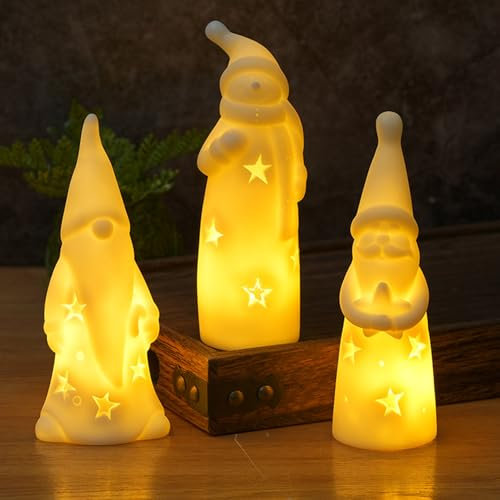 ACAREY Velas LED decorativas navideñas, velas LED de Papá Noel, velas eléctricas de Navidad, velas LED de Papá Noel, iluminación LED de Navidad para decoración navideña interior, ventana, mesa