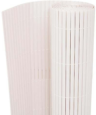 Sufrk Valla de jardín de doble cara, 90 x 500 cm, color blanco - Cañizo para valla de balcón