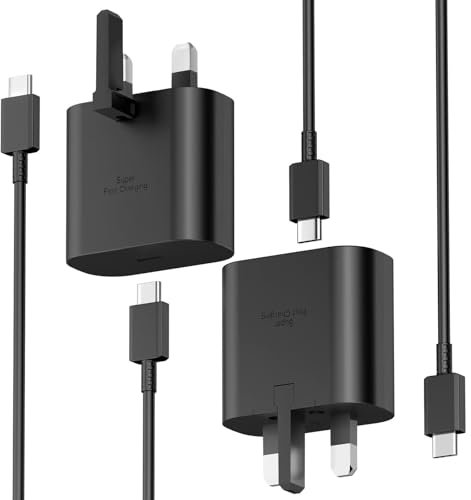 for Samsung Charger, 2 Pack 25W USB C Charger, Super Fast Charging Plug and Cable 2M, Wall Adapter for Samsung Fast Plug for S25/S24/S23 Ultra/S22/S21/S20 FE/A55/A54/A53/A52/A35/A34/Z Fold, Flip 3/4