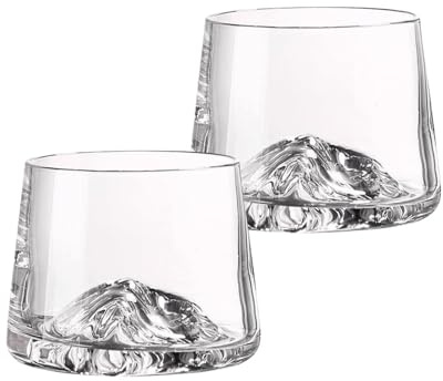 Supercap - Verres à whisky de montagne, 250 ml, verre en cristal à l'ancienne, brandy, bière, scotch, tasse à cocktails pour bar, décoration d'intérieur (2pcs) (clear, 2pcs)