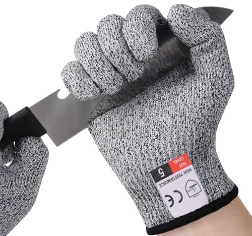 Flintronic Level 5 Cut-Resistant Gloves for Adults, L - Food Grade, EN 388 Certified for Wood Whittling