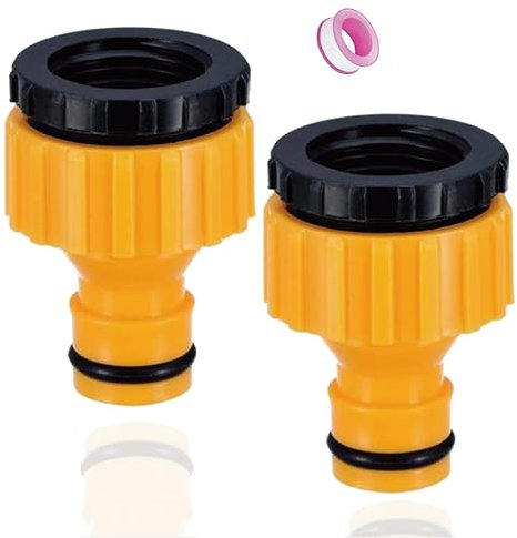 ZhiheHui 2 Pack Garden Hose Connector, 1/2 Inch and 3/4 Inch Size 2-in-1 Hose Faucet Connector, Outdoor Tap Fittings for Hosepipe, Kitchen & Faucet, Leak-Proof Metal Connectors and Fittings