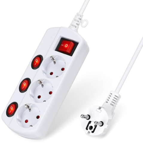 Aigostar 3-fach Steckdosenleiste mit Einzelschalter | Mit einzelnen Schaltern pro Steckdose, Kindersicherung, 1,4 m langem Kabel, für Haushalt und Büro geeignet