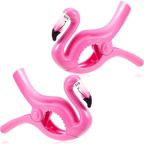 Handtuchklammern für Strandliegen, 2 Stück Große Strandtuch Klammern Flamingo Strandtuch Clips Handtuch Klammern Flamingo Wäscheklammern für Wäsche Strandtuch Badetuch Pool (Rosa B)
