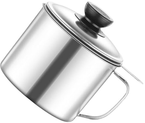 BESTOYARD Tanque Del Filtro De Aceite Con Tapa Colador De Aceite Para Cocinar De Freír Cocina Camping Acero Inoxidable Gran Capacidad Separador De Grasa