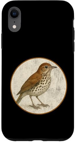 Motif grive en bois rétro coloré Coque pour iPhone XR