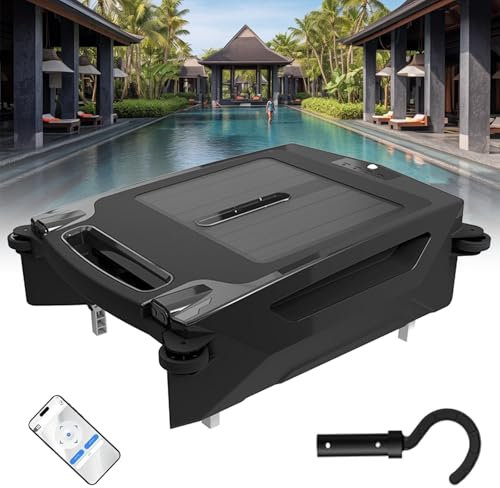 JJENXYYDS Robot aspirateur de Piscine, Moteur sans balais 450 µm, écumeur de Piscine Solaire,Nettoyage des parois et de la Ligne de flottaison, idéal pour l'aspirateur de Piscine