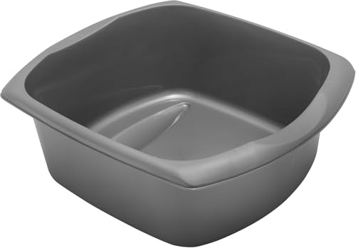 Rectangular Washing Up Bowl 9.5 Litre Durable Eco Made from 100% Recycled Plastic Kitchen Sink Basin Dish Pan Large Capacity Space Saving (Metallic)