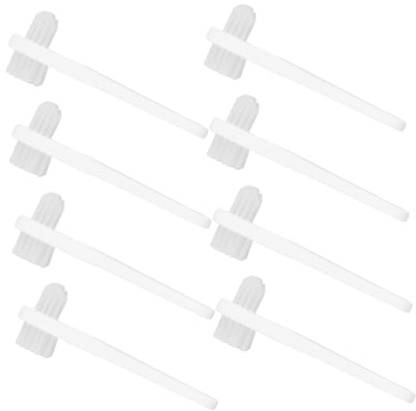 Cepillo Dental Pp para Dentaduras Postizas Pequeñas 8 Piezas | Blanco, Diseño Ergonómico de Doble Cabezal, Operación Cómoda y Limpieza Intensa